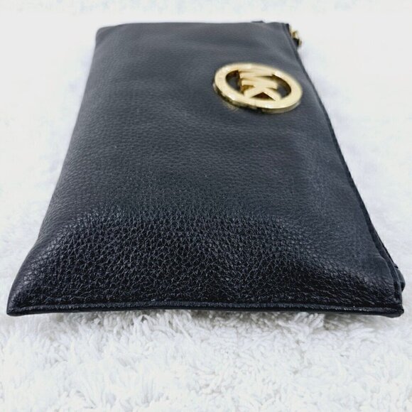 MICHAEL KORS Black Pebble Leather Jet Set Large Travel Clutch Wallet Wristlet - Picture 8 of 14